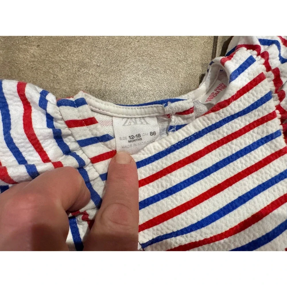 Zara Kids Girls Bundle Striped Seersucker Dress Graphic Heart Sweatshirt 12-18M